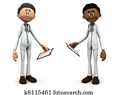 Cartoon doctors holding clipboards.