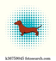 Dachshund icon in comics style Dachshund icon in comics style