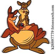 känguru, mor och son, tecknad film