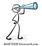 Man looking through telescope - Business vision concept Man looking through telescope - Business vision concept