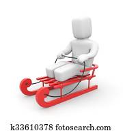 Person riding on red sled Person riding on red sled