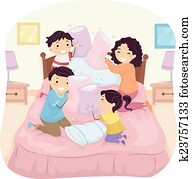 Stickman Family Pillow Fight