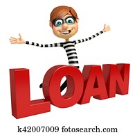 Thief with Loan sign