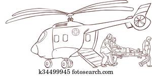 וקטור, דוגמה, של, a, אדום, מסוק, אמבולנס