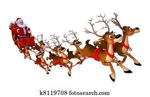 סנטה, עם, sleigh