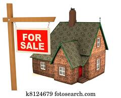 3d, casa, y, señal, en venta