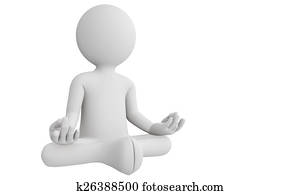 3D man perform meditation as yoga 3D man perform meditation as yoga