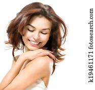 Beauty Woman. Beautiful Young Female touching Her Skin Beauty Woman. Beautiful Young Female touching Her Skin