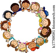 Children in Circle White Background Children in Circle White Background
