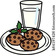 Milk and Cookies Illustration Clip Art | k69686636 | Fotosearch