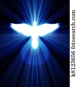 glowing dove against blue rays glowing dove against blue rays