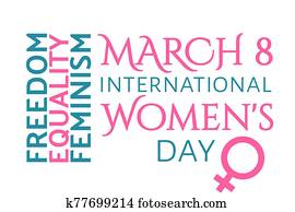 International Women's Day - 8 march and Women's History Month holiday concept. Template for background, banner, card, poster with text inscription. Vector EPS10 illustration.