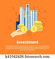 investissement, argent, investisseur, business, toile, bannière