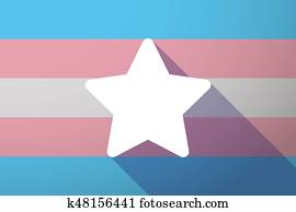 Long shadow transgender flag with a star