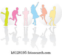 silhouettes, enfants, education