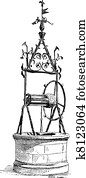 Well Renaissance, Iron Forge, in Toulouse, France, vintage engraving.