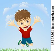 Young happy boy jumping