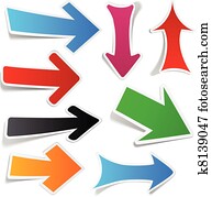 Color arrows sticker set. Color arrows sticker set.
