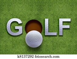 Golf word on green grass Golf word on green grass