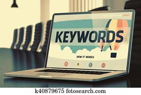 Landing Page of Laptop with Keywords Concept. 3D. Landing Page of Laptop with Keywords Concept. 3D.