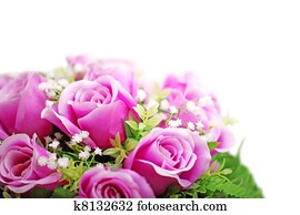 roxo, rosas, buquet, isolado, branco, experiência.