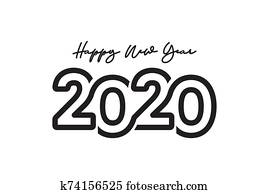 שמח, ראשי שנה, 2020, חגיגה, וקטור, דפוסית, עצב, דוגמה