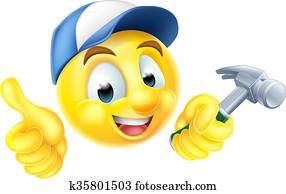 Carpenter Emoji Emoticon with Hammer Carpenter Emoji Emoticon with Hammer
