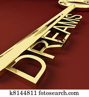 Dreams Gold Key Representing Hopes And Visions