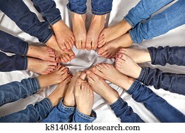 feet of girls form a circle