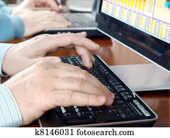 hände, tippen, auf, computertastatur