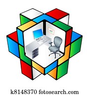 rubik, büro- zelle