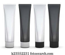 Set of black and white packing for cream Set of black and white packing for cream