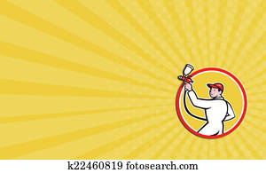 כרטיס ביקור, צייר, רסס צבע, אקדח, תמוך, הסתובב, ציור היתולי