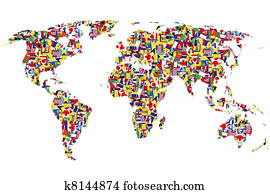 מפה של עולם, עשה, של, דגלים