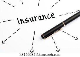 assurance, mot, wih, flèches, et, stylo