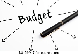 budget, mot, wih, flèches, et, stylo