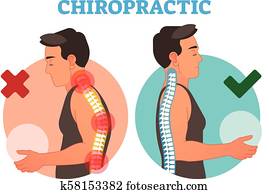 Chiropractic conceptual vector illustration with back bone curvature. Chiropractic conceptual vector illustration with back bone curvature.