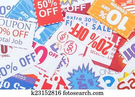 coloridos, grampeado, multi, valued, mercearia, cupons