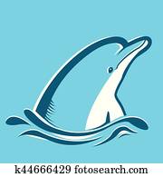 golfinho, em, azul, sea.