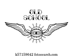 Graphic winged all-seeing eye