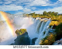 Iguazu falls, one of the new seven wonders of nature. UNESCO World Heritage site. View from the argentinian side.