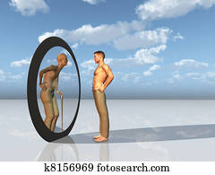 juventude, vê, futuro, próprio, em, espelho