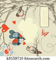 Love birds talk in the woods vector illustration Love birds talk in the woods vector illustration