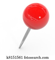 Red pushpin on a white background.