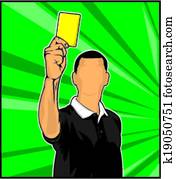 Soccer referee giving yellow card Soccer referee giving yellow card