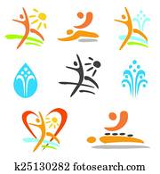 Spa massage nudism icons