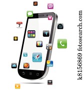 touchscreen, smartphone, concept.