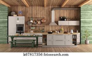 White and green retro kitchen White and green retro kitchen