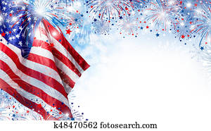 דגל של ארהב, עם, זיקוקין, רקע, ל, 4, יולי, יום עצמאות