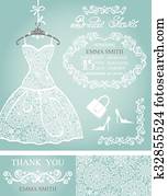 Bridal shower invitation set. Winter wedding, lace dress Bridal shower invitation set. Winter wedding, lace dress